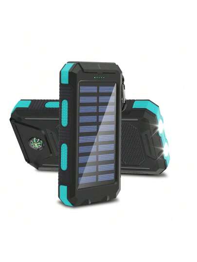Fast Charging Portable Power Bank 20000mAh USB Portable Charger Solar Mobile Power Camping External Backup Battery Dual 5V USB Port Output For Cell Phones Mobile Devices Travel Backup Battery Built-In Dual Super Bright Flashlights Best Gift For Holidays Outdoor Solar Power Bank With Rugged Design Travel Valentine's Day Gift