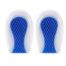 QKC 1 paire de coussinets de talon en silicone, doux et confortables, absorbant les chocs et soulageant la pression, semelles de gel antidérapantes et auto-adhésives, convenant aux chaussures plates et talons hauts pour hommes et femmes - Bleu azur - Voir 6