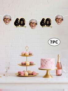 7pcs Custom Face Photo Banner,Happy Birthday Banner, Customize Photo And Text,Personalized 30th, 40th, 50th, 60th Birthday Gift For Him,Couple Gift,Unforgettable Gratitude Gift For Celebrating Special Days - متعدد الألوان - مشاهدة 11