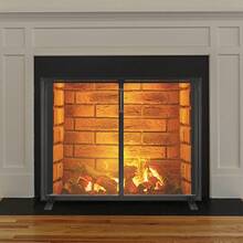 Fireplace Screen 1 Panel With Door, Sturdy Iron Mesh Fireplace Screen, 38.98"(L) X30.7"(H) Spark Guard Cover, Simple Installation, Free Standing Fire Fence Grate For Living Room Home Decor Moder - Simple Black - View 9