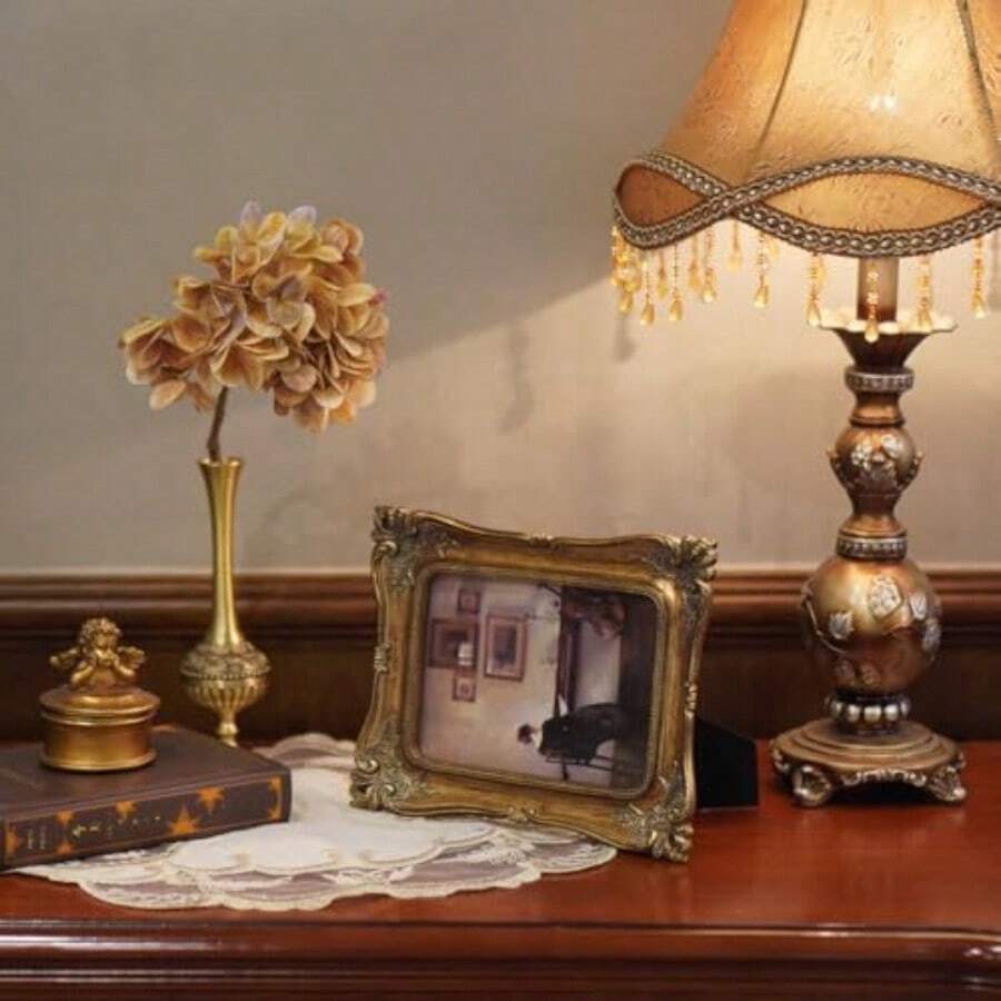 Marcos de fotos antiguos de 5 x 7 pulgadas marcos de fotos antiguos para mesa y pared decoración victoriana y dorado-B010 - Oro bronce - Ver 1