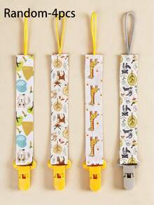 4pcs Double-Sided Floral Pacifier Clips, Baby Girl Teething Toy Leash, Anti-Lost Pacifier Holder Chain, Pacifier Clips With Toys, Assorted Patterns - Multicolor - View 9