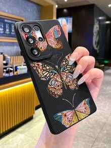New Matte Butterfly Design Soft TPU Phone Case, Anti-Fall Anti-Scratch Anti-Fingerprint, Camera Lens Protection, Compatible With Samsung, Redmi, OPPO, Apple, VIVO - Multicolor - View 3