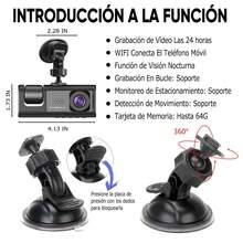 Car Dashcam, 1080P WiFi Dashcam, Front, Interior And Rear Driving Recorder, 24-Hour Loop Recording, Night Vision Motion Detection - A - View 5