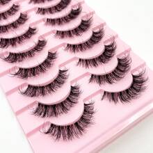 10 Pairs Value Pack Transparent Band 5D Faux Mink Lashes Fluffy Natural Crisscross Thick Lashes - Black - View 6
