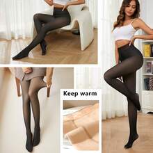 1 Pair Women's Thermal Winter Tights - Thickened -40°C/104°F Proof, Sexy Sheer Coffee Brown Tights, Autumn/Winter Fleece Pantyhose For Business & Sexy Look,Thermal Lined Tights,Fall New Style Women,Warm Bottoming Pants,BridalLingerie - màu đen - Xem 6