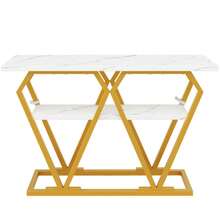 Console Table (1 Piece) - 120 X 29.5 X 80 Cm - Dining & Kitchen Table, Balcony Table - Wooden Table With Marble-Effect Top