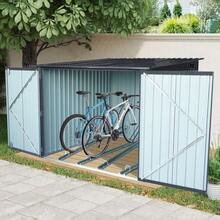 6FTx 6FT Outdoor Steel Storage Shed For Bicycle With Slope Roof And 4 Bike Tracks, Black - Default - View 2