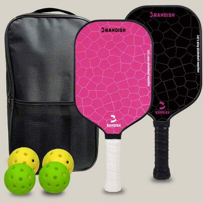  RANDISH Pickleball Schläger Set, 16mm dicker Kern, beinhaltet 2 Pickleball Schläger, 4 Bälle und 1 Tragetasche