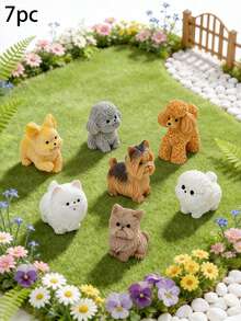7件迷你树脂小狗摆件，微景观装饰配件，适用于卧室、书桌、办公室装饰，柔和可爱的设计带来治愈的氛围，愿您被可爱环绕，享受生活中的简单快乐 - 彩色 - 查看 12