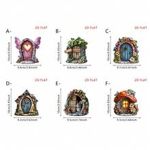 1/6件套复古仙女花园配件木制挂板，户外树木装饰，防水梦幻门窗标牌，花园小径户外庭院艺术装饰 - 彩色 - 查看 17