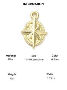 10pcs Alloy Pendants, Flat Round With Moon/Star/Moon, Golden/Light Gold - Gold - View 17