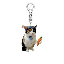 1pc 2026 Bestseller Cute Carrot Awesome Cat Keychain Acrylic DIY Pendant, Perfect Gift, Holiday Gift, Birthday Gift, Interesting Gift - Multicolor - View 13