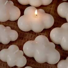 3件套可爱云朵造型蜡烛硅胶模具，新款3D蜡烛蜡熔化皂制作工具模具，DIY水晶树脂装饰，礼品，家居装饰 - 白色 - 查看 1