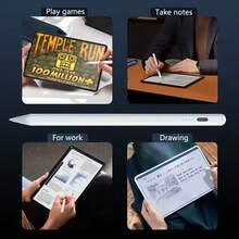 Apple Pencil Compatible Fast Charging Stylus Pen - High Precision Capacitive Stylus Pen Compatible With IPad/Android/Microsoft Tablets, Includes Replacement Nibs And Charging Cable Gifts For Mother, Family, Friends, Kids, Birthday, Holiday - Multicolor - View 3