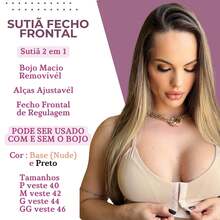 Sutiã Feminino 2 em 1 com Fecho Frontal Bojo Removível Sutian Sem Bojo Sustentação e Conforto Uso Diário Sutiem Com Bojo - Bege - Visão 2