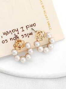 1 Pair Luxurious High-End Elegant Mosquito Coil Pearl Stud Earrings, Versatile & Chic Earrings - Multicolor - View 3