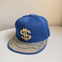 1 chiếc mũ lưỡi trai nữ đính đá lấp lánh phong cách hip hop, mũ bóng chày vành phẳng bằng polyester, phụ kiện đường phố cá tính, thích hợp cho khiêu vũ đường phố. - Nhiều màu - Xem 4