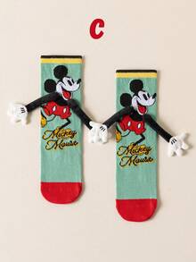 Disney 3双可爱3D迪士尼米奇过膝袜，儿童圣诞节大腿袜，时尚儿童派对长袜，高品质礼物。返校季，趣味时尚的迪士尼粉丝必备，家庭聚会圣诞礼物手提袋袜 - 彩色 - 查看 22