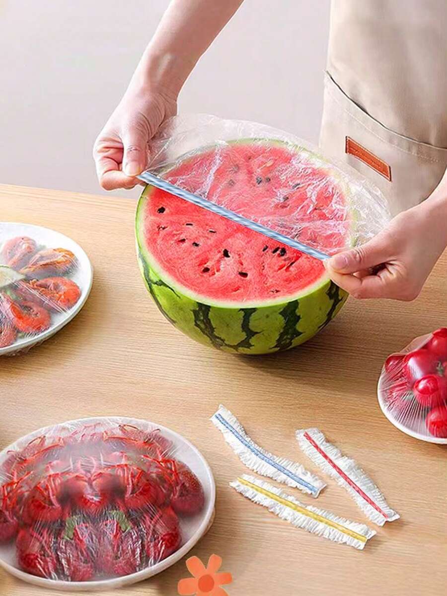 200/100/50pcs Expandable Food Covers, Kitchen Dust-Proof Waterproof Food Covers, Food Preservation Film, Refrigerator Covers, Kitchen Storage & Organization, Spring/Summer Food Preservation Tools, Home Decor, Kitchen Organizer Accessories - Multicolor - View 1