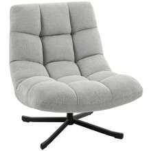 Swivel Armchair With A Wide Seat, Water-Repellent Chenille Effect, Crossed Steel Legs, Light Grey