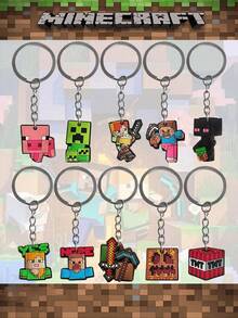 1/5/10pcs Pixel Game Theme Birthday Party Favors, Soft PVC Keychains Featuring Steve, Alex, Creeper Characters, Perfect For Birthday, Holiday, Halloween, Christmas, Anniversary Party Decorations And Gifts - As Shown In the Figure - View 4