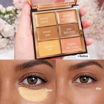 FV 6 Colors Concealer Palette Full Coverage & Long Lasting Colors Corrector Palette For Dark Circles Redness Acne With Natural Finish Cream Foundation Palette Brand Beauty Makeup Face Paint Cosmetic For Women Girls Perfect For Winter Ideal For Y2K Fancy Fashion Suitable For Birthday Gift Party Ready Best Color