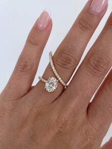 1枚S925纯银蛋形弧形钻石戒指，女士戒指，精致独特，适合舞会、聚会和派对，精美女士珠宝礼品 - 蛋形弧線 - 查看 7