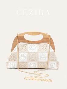 Women's Clutch Bag Luxury Design Fashionable Embroidered Floral Patterns Fabric Pouch Wooden Frame Magnet Closure Handbag Long Chain Shoulder Cross Body Purse Daily Holiday Travel Vacation Gift - Multicolor - View 15