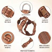 Classic Floral Adjustable Printed Webbing Pet Harness, Double-Layer Fabric, 4-Point Adjustable, Anti-Burst And Escape-Proof Dog Chest Harness - Multicolor - View 4