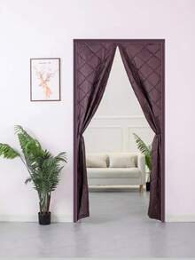 1 pieza Cortina aislante térmica para decoración del hogar, cortina de puerta de otoño/invierno, cálida y a prueba de viento, con divisor de puerta magnético y silencioso - Multicolor - Ver 2