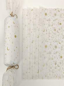 10/20pcs Gold Starry Sky Gift Wrapping Paper - Black With Gold Celestial Design, Ideal For Birthday, Valentine's Day, Essential For Gift Packaging | Celestial Theme | Smooth Texture - White - View 3