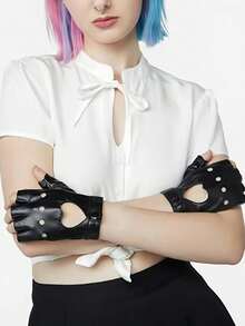 2 chiếc găng tay Steampunk, găng tay hở ngón phong cách Gothic cổ điển bằng da PU có họa tiết bánh răng, thích hợp cho nhập vai và hóa trang. Loại găng tay hở ngón phong cách Gothic cổ điển này hoàn hảo cho trang phục nhập vai, khiêu vũ, hip-hop, các bữa tiệc hóa trang, biểu diễn, múa cột, các buổi hòa nhạc, lái xe, đạp xe, đi xe máy, v.v. (Màu đen ngẫu nhiên) - màu đen - Xem 6