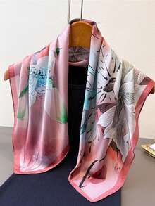 1pc New Floral Bandana Print Women Square Scarf Headscarf 70X70cm - Multicolor - View 3