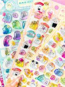 3D Embossed Rainbow Stickers, Suitable For Children, Cute Cartoon Animals, Underwater Creatures, Rabbit Family Stickers, Decorations - Gifts. Home Decor, Party Decorations, Birthday Gifts And Various Holiday Gifts, Fashionable. Fashion Item. Luxury. Sewing. DIY. Gifts For Friends Or Partners. - Multicolor - View 5