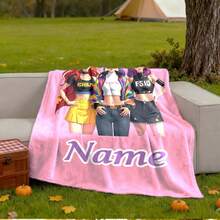 Mattel Kpop Witch Hunters Lumisoi Mira 组合个性化姓名/文字柔软法兰绒四季舒适毯，印有 Kpop 成员图案（红发、黑发、紫发），适合办公室午睡，法兰绒材质。 - 彩色 - 查看 11