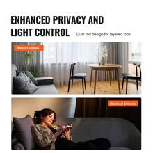 Double Rod Curtain Rods, 36-72 Inches(3-6ft) Adjustable Length, Black Double Curtain Rods With Round Finials, 1" And 3/4" Diameter, Double Window Drapery Rod For Sheer And Blackout Curtains - Black - View 6