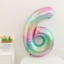 1pc 40-Inch 0-9 Gradient Rainbow Star Number Balloon, Vibrant Gradient Star Print Design, Suitable For Birthday, New Year, Anniversary, Holiday Party Decor, Birthday Number Balloon - Multicolor - View 14