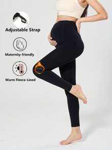 1条加厚保暖内衬紧身裤，简约百搭，配有可调节松紧带 - 彩色 - 查看 11