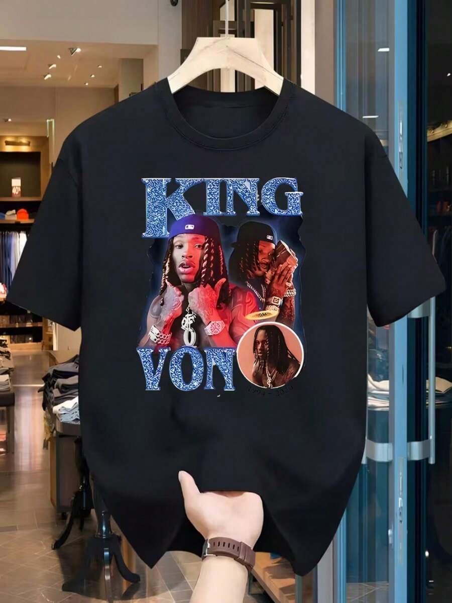 1pc Character Printed Women'S Round Neck T-Shirt, Suitable For Everyday Wear, A Perfect Holiday Gift, Birthday Present, Featuring A Unique Design, Loose Fit In Hip-Hop Style, Soft And Comfortable, Fashionab - Black 18 - View 1