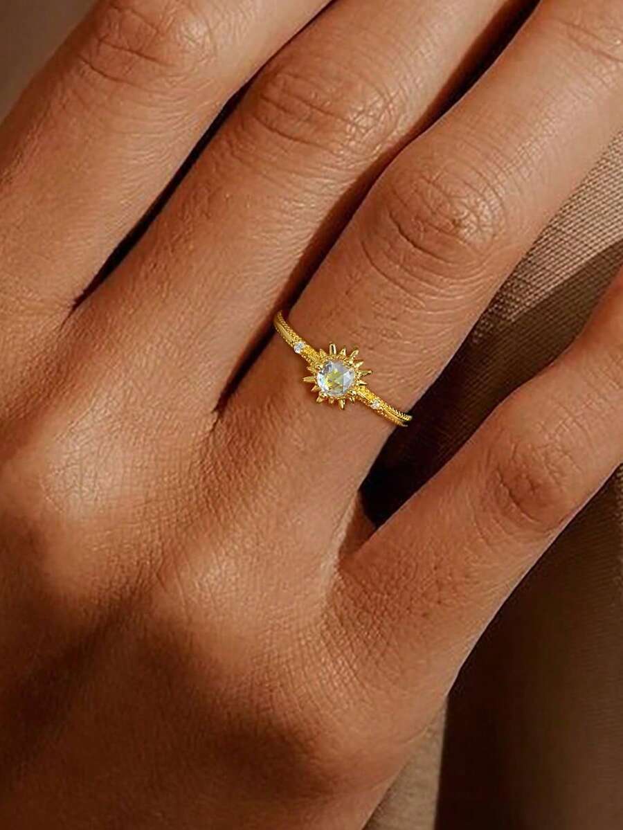 1pc Elegant Sun-Shaped Ring, 925 Sterling Silver Jewelry, Decorative Ring For Daily Wear & Dates, Exquisite Jewelry, Birthday Gift For Women