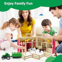 SIMPLIPLAY Farm Animal Toys With Portable Wooden Barn For Kids 3+ Years Old, 10 PCS Farm Animals Figures For Boys, Girls, Animal Lovers, Gift For Kids Toddlers, Improve Fine Motor Skills(Large) - Multicolor - View 6