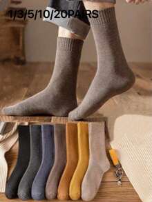 20双装男士加厚羊毛袜，冬季保暖袜，适合滑雪、骑行、户外运动，圣诞节/感恩节/新年礼物，日常穿着舒适，时尚户外跑步袜 - 彩色 - 查看 8