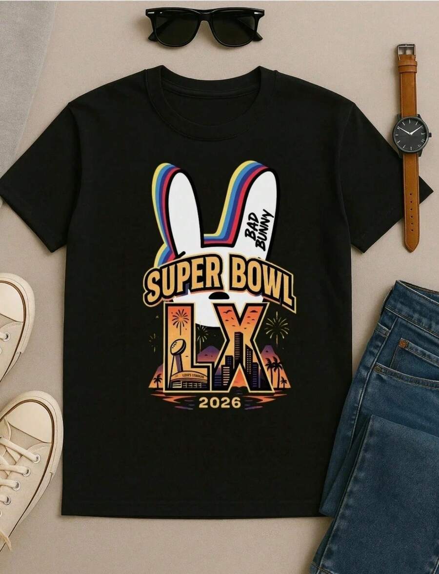 Hot Super Bowls LX 2026 T-Shirt - Negro - Ver 1