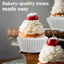Bộ 100 cốc giấy nướng bánh cupcake màu trắng, chống dính, dùng cho tiệc tùng, đám cưới, sinh nhật, Giáng sinh. - trắng tinh khiết - Xem 2
