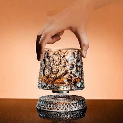 1个威士忌酒杯，可旋转高球杯，优质水晶玻璃杯，露营用品，派对用品，朋友聚会，家庭聚餐