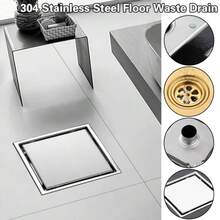 304 Stainless Steel Square Floor Waste Drain Tile Insert Accessories Large Flow Draine Drain Anti-Odor Shower Grates Toilet - Multicolor - View 5