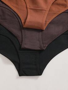 Set de 3 bragas de mujer de algodón de unicolor, cómodas y sexys con cintura alta y estampado de letras, adecuadas para el Día de San Valentín, días festivos, deportes y uso diario - Multicolor - Ver 5