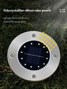 8 LED Solar Powered Stainless Steel Outdoor In-Ground Lights, New Model Lawn Pathway Lights, Waterproof Garden Landscape Lights For Villa - Multicolor - View 6