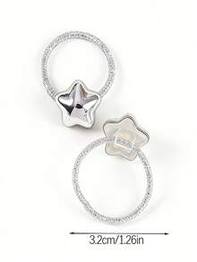 10pcs Girls Silver Polka Dot/Star/Cute Mini High Elastic Hair Ties, Suitable For Everyday Wear - Multicolor - View 5